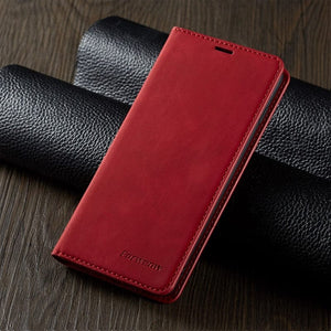 C’est pour ton phone Galaxy S22 / Rouge Étui magnétique en cuir pour Samsung série S