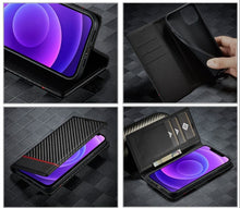 Charger l'image dans la galerie, C’est pour ton phone Étui magnétique en cuir et fibre de carbone pour iPhone