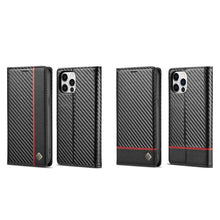 Charger l'image dans la galerie, C’est pour ton phone Étui magnétique en cuir et fibre de carbone pour iPhone