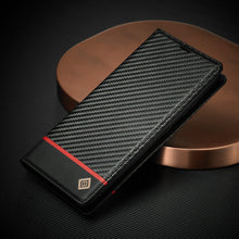 Charger l'image dans la galerie, C’est pour ton phone Étui magnétique en cuir et fibre de carbone pour Samsung