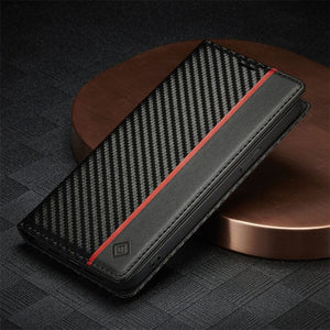 C’est pour ton phone Pour iPhone 7 / 8 / Vertical Étui magnétique en cuir et fibre de carbone pour iPhone