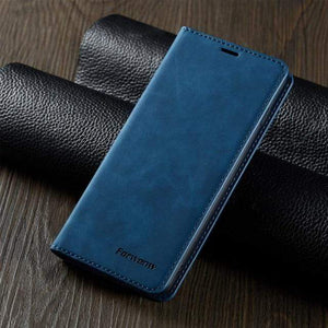 C’est pour ton phone Pour Redmi Note 9 Pro Max / Bleu Étui magnétique en cuir pour Xiaomi