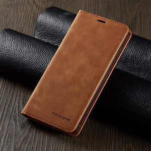 C’est pour ton phone Pour Redmi Note 9 Pro Max / Marron Étui magnétique en cuir pour Xiaomi