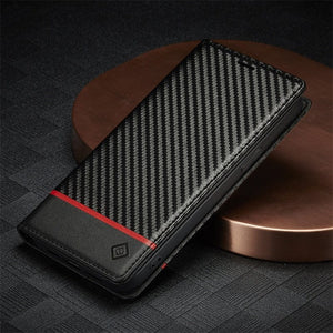 C’est pour ton phone Étui magnétique en cuir et fibre de carbone pour iPhone