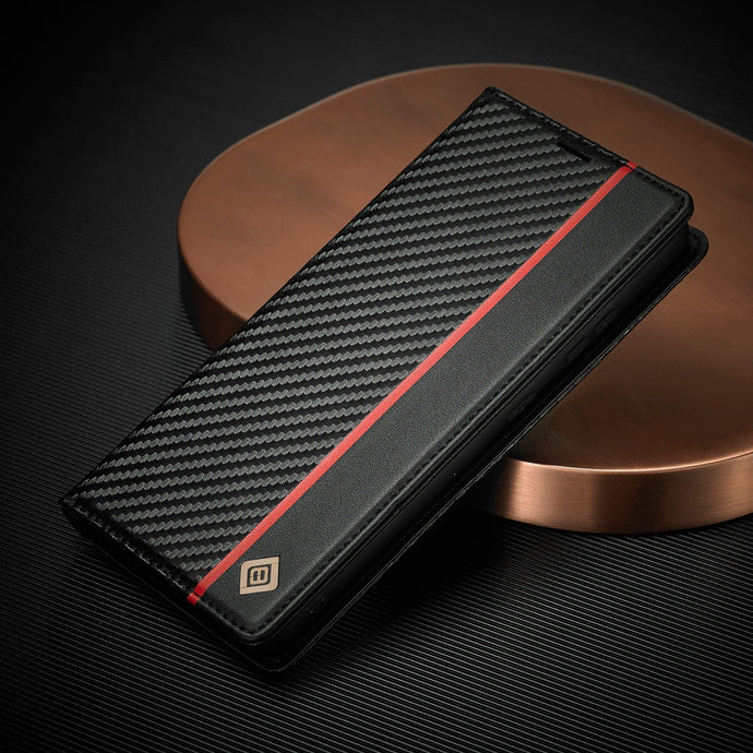 C’est pour ton phone Étui magnétique en cuir et fibre de carbone pour Samsung
